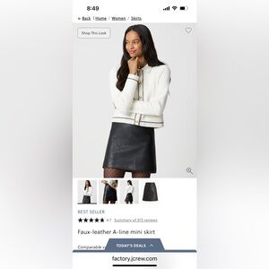 J. Crew Black Faux Leather Mini Skirt. NWT